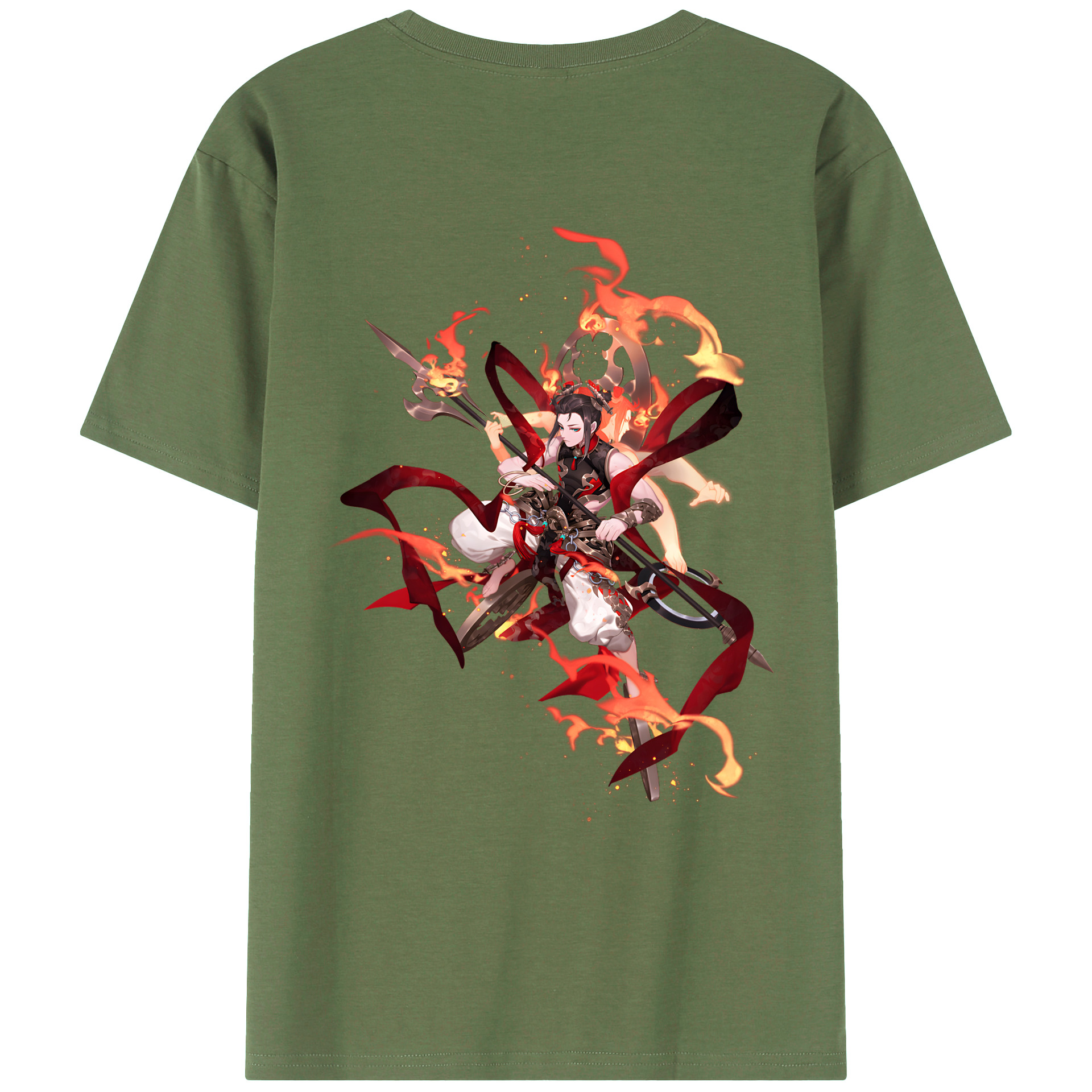 （画像用） Ne Zha 2 ナタ 魔童の大暴れ 綿100％ メンズ半袖Tシャツ（バックプリント） 通気性